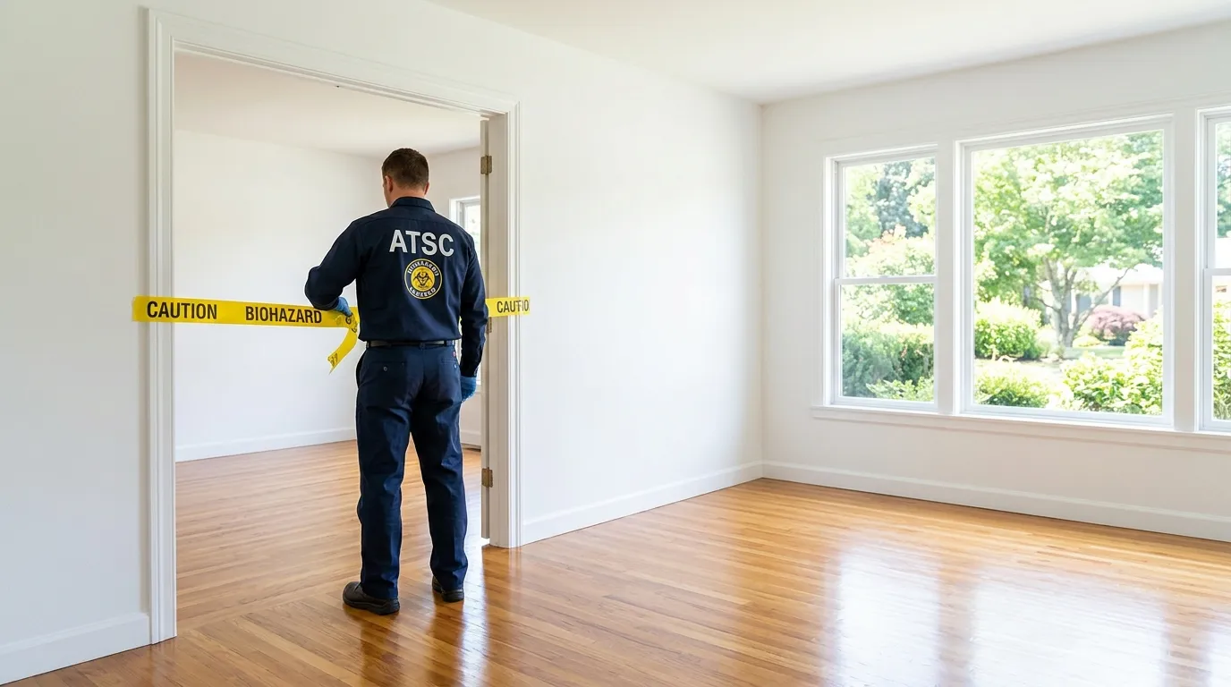 Certified biohazard cleanup crew performing Trauma Scene Cleanup in Medina